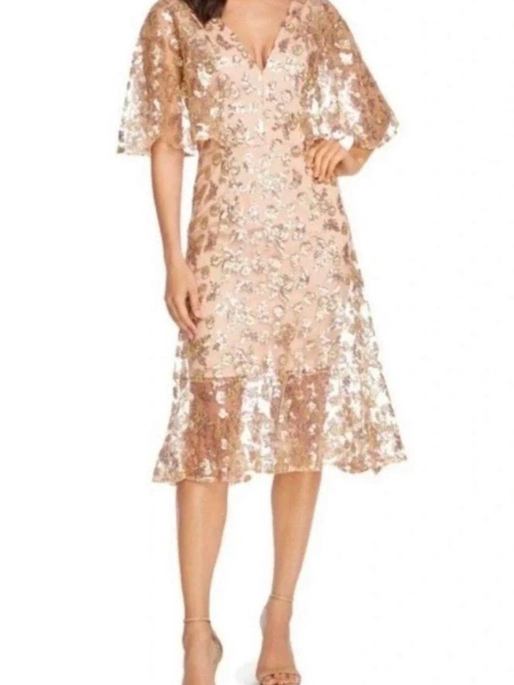 Dress the Population Sequin Blush Gold Dress